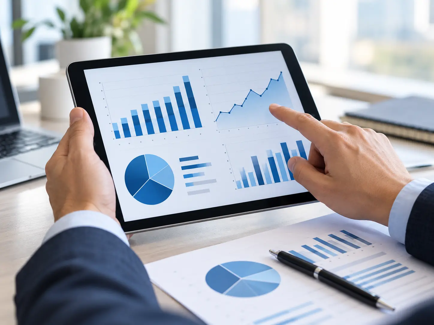 Análisis de información financiera en una tableta
